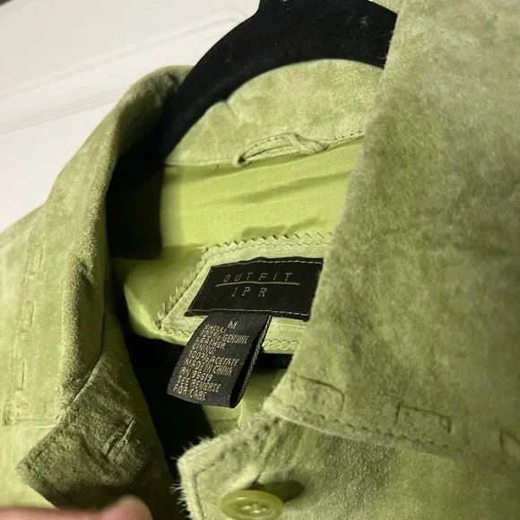 Vintage Y2K Green Suede Leather Button Down Shirt - Picture 8 of 14